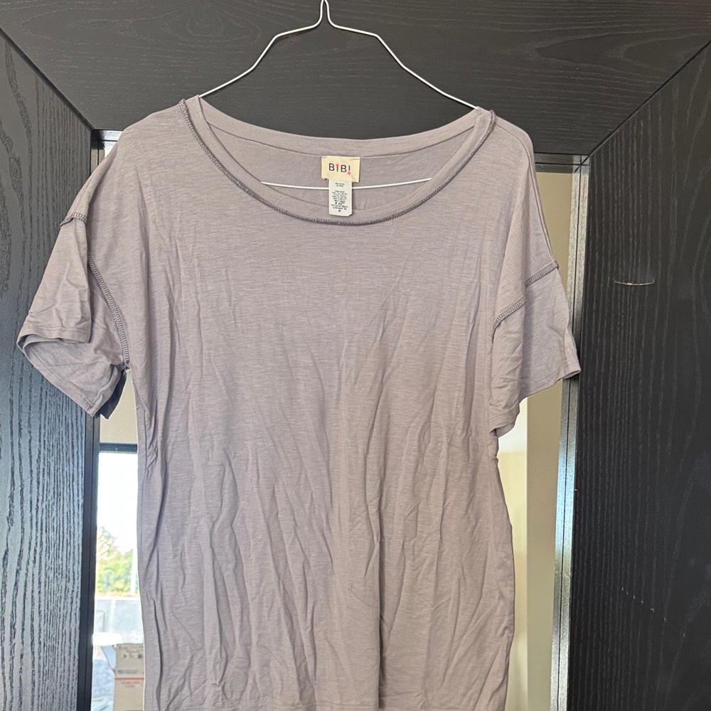 BiBi Women's Light Gray Short Sleeve Tee